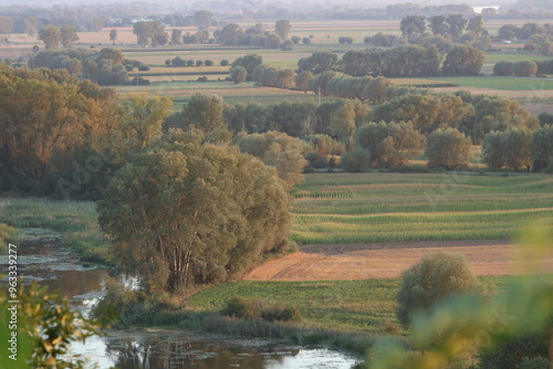 Aerial photos of the Lower Vistula Valley during the golden hour.