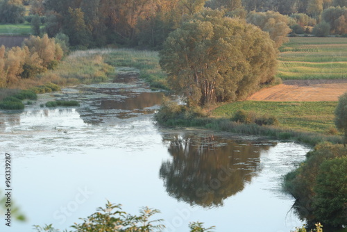 Aerial photos of the Lower Vistula Valley during the golden hour.