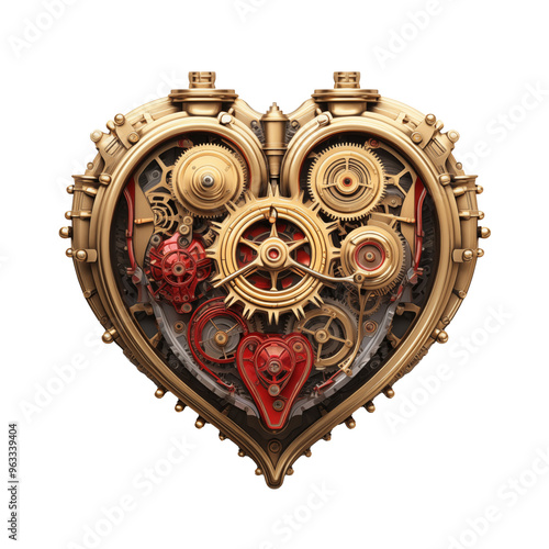 Golden steampunk clockwork heart
