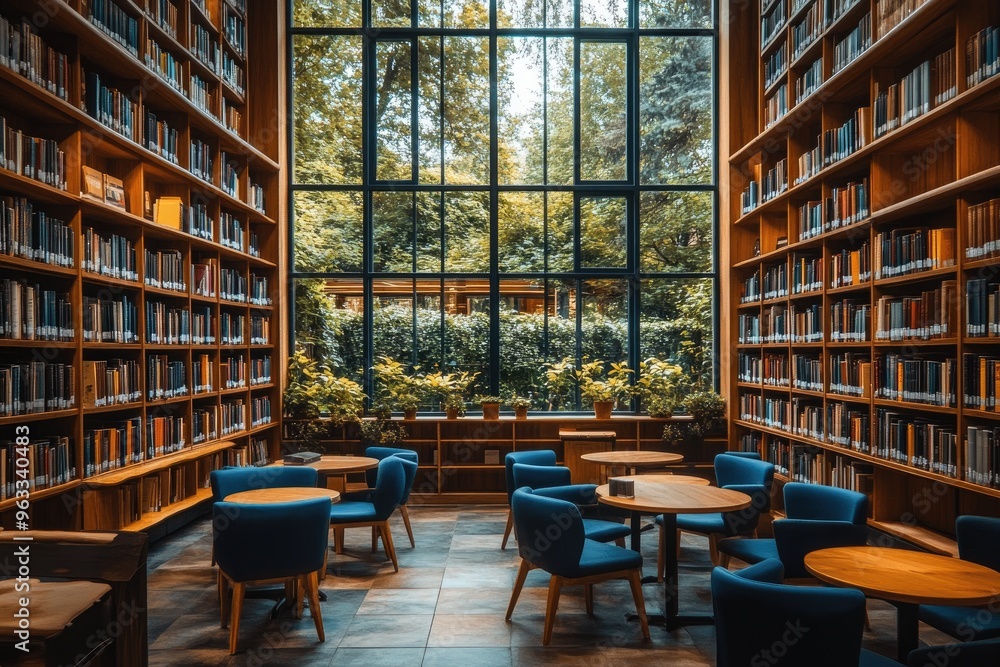 Quiet Study Area with Natural Light and Wooden Furniture Quiet Study Area with Natural Light and Wooden Furniture