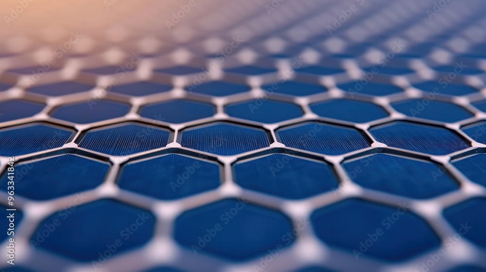Obraz premium A close up of a blue and silver hexagonal pattern