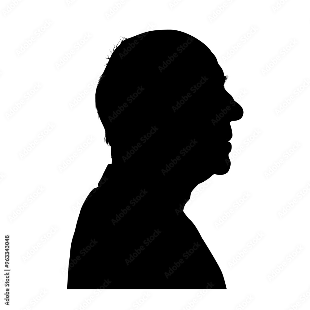 silhouette of old man side view - vector illustration silhouette of old man side view - vector illustration