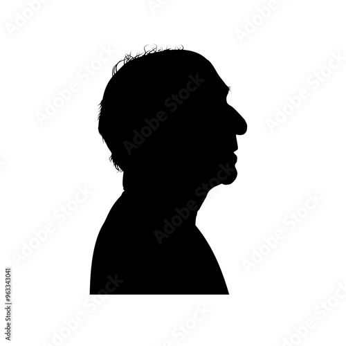 silhouette of old man side view - vector illustration