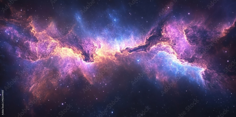 Cosmic Nebula with Swirling Gaseous Clouds and Stars Cosmic Nebula with Swirling Gaseous Clouds and Stars