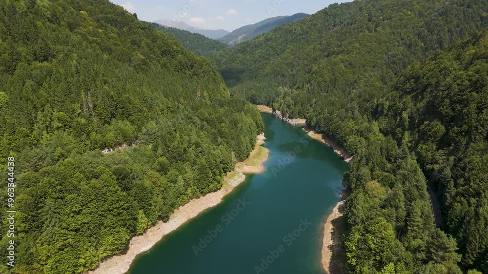 Top cinematic aerial view to the wild Romanian nature and landscape. Transfagaras, Romania. Aerial view. Traveling around Romania Top cinematic aerial view to the wild Romanian nature and landscape. Transfagaras, Romania. Aerial view. Traveling around Romania