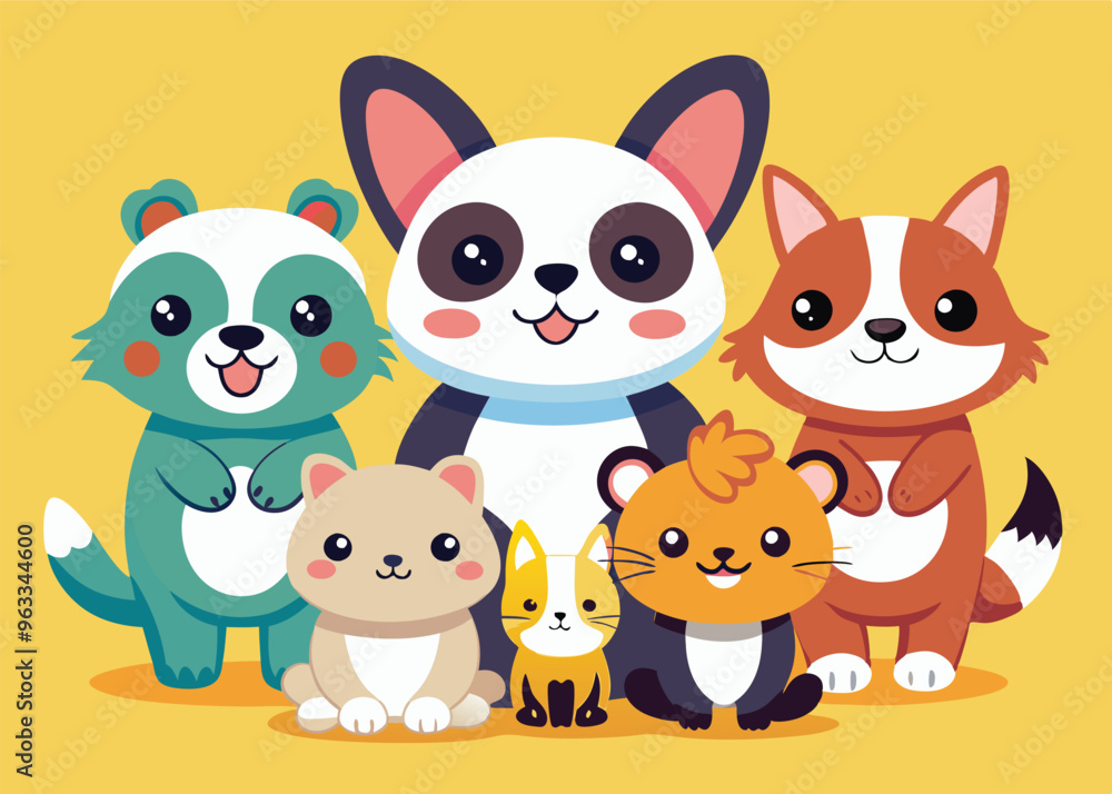 Fototapeta premium Cute Cartoon Animal Characters