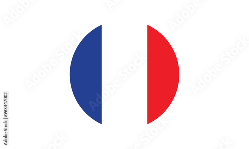 The flag of France in a circle. Round French flag vector icon.