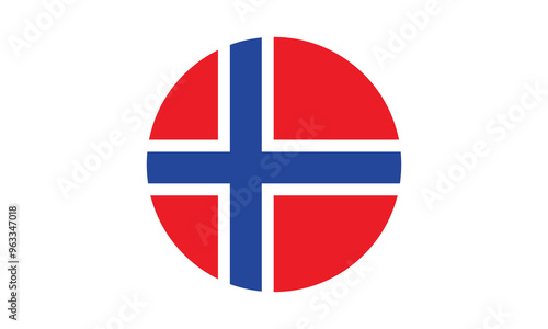 Round Norway flag icon. flag of Norway.
