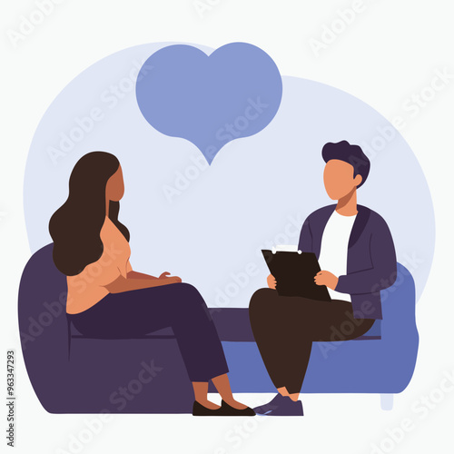 Psychotherapist discussing issues with a client in a comfortable setting
