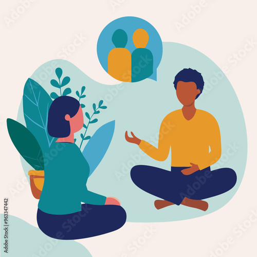 Therapist engaged in a comforting discussion with a client sitting on the floor
, people doing yoga exercise