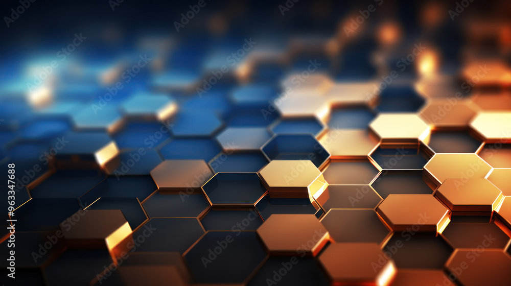 Hexagon background. Close-up view of a surface made up of hexagonal shapes, honeycomb pattern. Tessellation, geometric wallpaper. Three-dimensional, depth and modern design. Hexagon background. Close-up view of a surface made up of hexagonal shapes, honeycomb pattern. Tessellation, geometric wallpaper. Three-dimensional, depth and modern design.