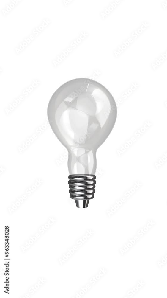 A 3D animation of a white lightbulb with a glowing filament inside appears as if it's about to turn on against a white background. A 3D animation of a white lightbulb with a glowing filament inside appears as if it's about to turn on against a white background.
