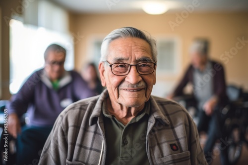 Portrait of a elderly Hispanic man in nursing home