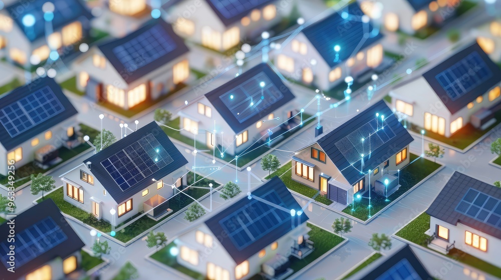 Futuristic Smart Homes with Solar Panels and Smart Grid Technology Futuristic Smart Homes with Solar Panels and Smart Grid Technology