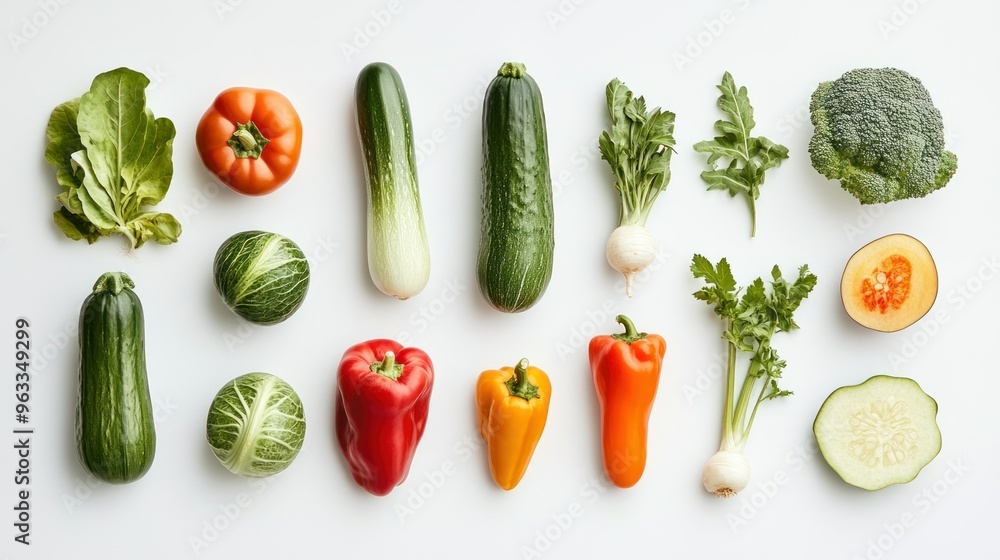 Assortment of Fresh Vegetables on a White Background Assortment of Fresh Vegetables on a White Background