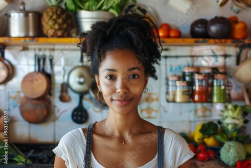 Portrait of a young black woman working in zero waste store