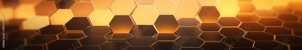 Hexagon background. Close-up view of a surface made up of hexagonal shapes, honeycomb pattern. Tessellation, geometric wallpaper. Three-dimensional, depth and modern design. Hexagon background. Close-up view of a surface made up of hexagonal shapes, honeycomb pattern. Tessellation, geometric wallpaper. Three-dimensional, depth and modern design.