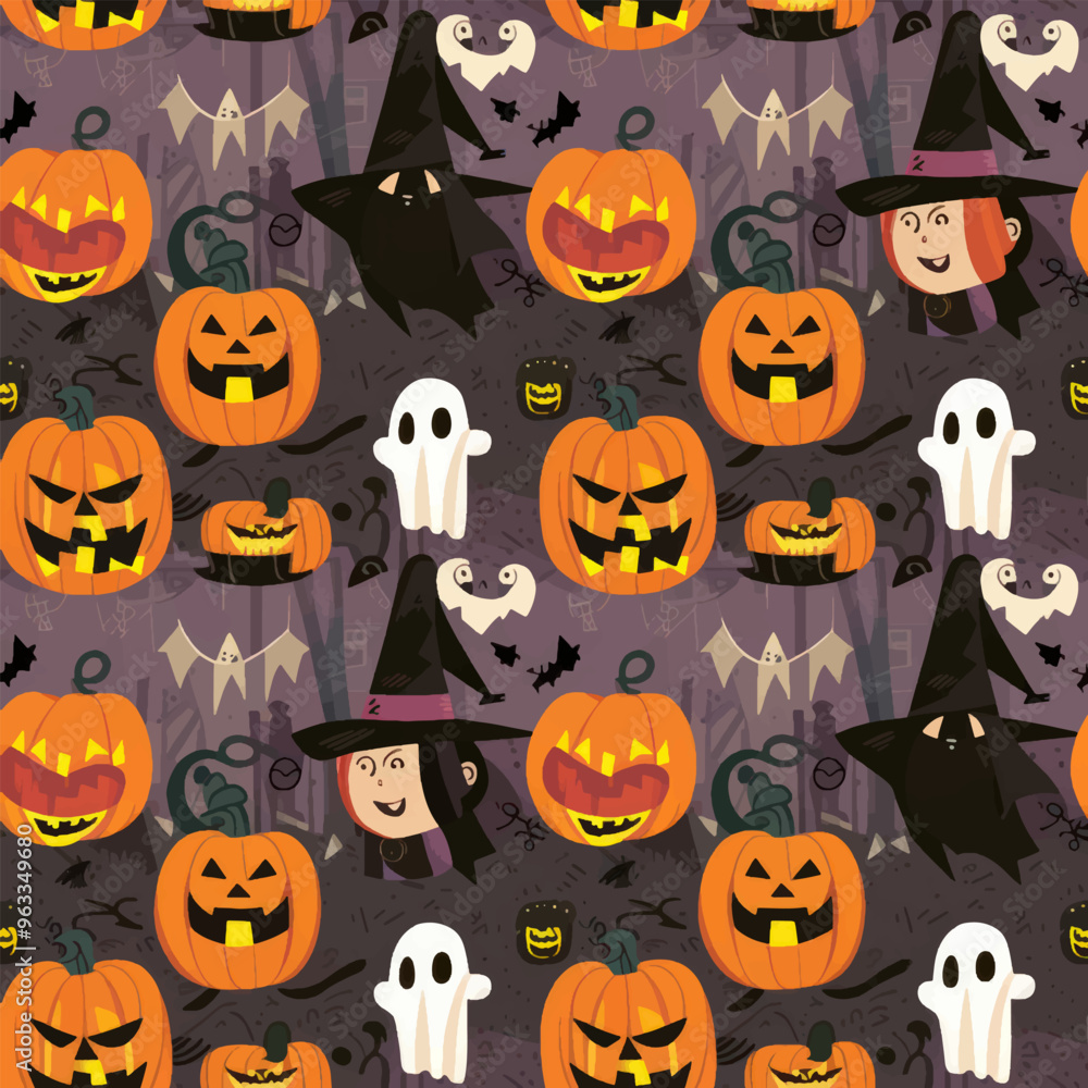 funny halloween pattern pumpkin and witch funny halloween pattern pumpkin and witch