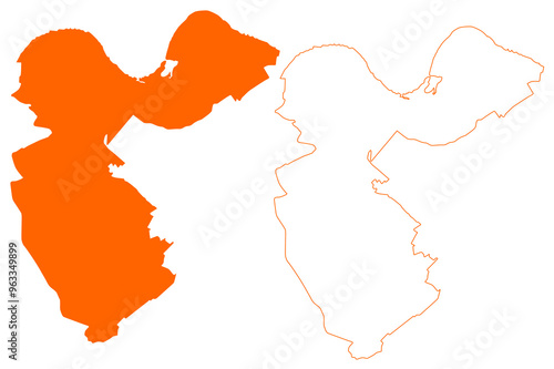 Berg en Dal municipality (Kingdom of the Netherlands, Holland, Gelderland or Guelders province) map vector illustration, scribble sketch Berg en Dal map