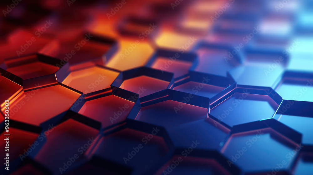 Hexagon background. Close-up view of a surface made up of hexagonal shapes, honeycomb pattern. Tessellation, geometric wallpaper. Three-dimensional, depth and modern design. Hexagon background. Close-up view of a surface made up of hexagonal shapes, honeycomb pattern. Tessellation, geometric wallpaper. Three-dimensional, depth and modern design.