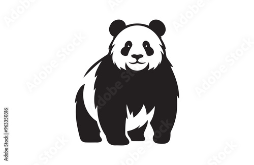 Panda full body of a silhouette vector illustration