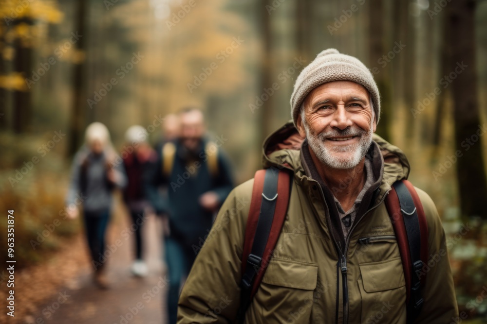 Fototapeta premium Portrait of active seniors on country walk