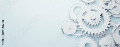 Wallpaper Mural Conceptual illustration depicting gears and upward arrows, representing the mechanics of progress and innovation in business ,Growth and success in a mechanical context often involve in technology Torontodigital.ca