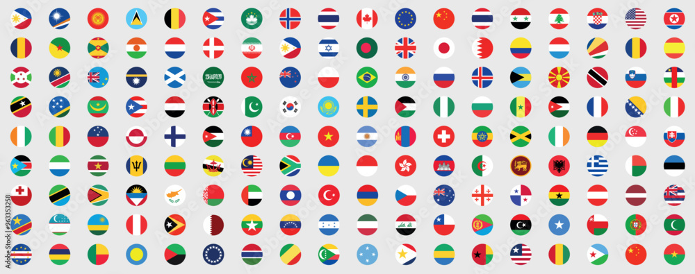 National flags in circle shape. National flags set. World flags. Flags of countries. National flags in circle shape. National flags set. World flags. Flags of countries.