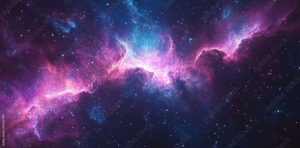 Cosmic Nebula with Swirling Pink and Blue Gas Clouds Cosmic Nebula with Swirling Pink and Blue Gas Clouds