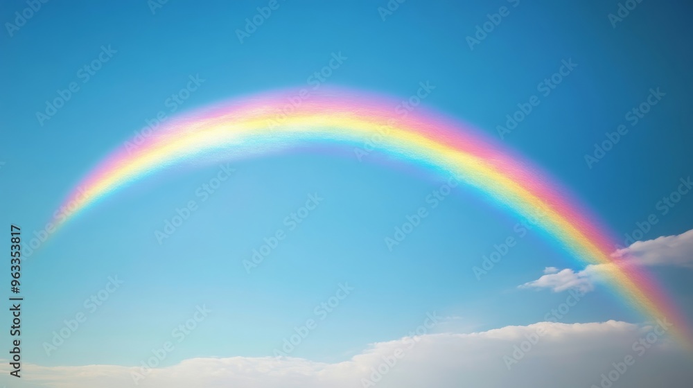 Rainbow arching across clear blue sky, nature Rainbow arching across clear blue sky, nature
