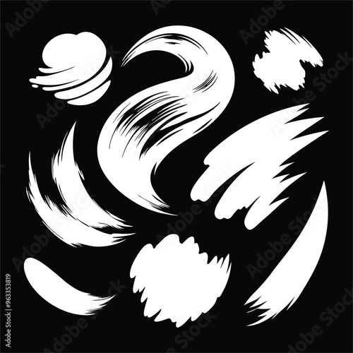 Abstract Black Brush Strokes Set: Rough Edges for Design