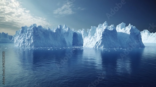 Polar ice caps melting and releasing freshwater into the ocean, demonstrating the accelerating pace of ice sheet disintegration due to climate change.