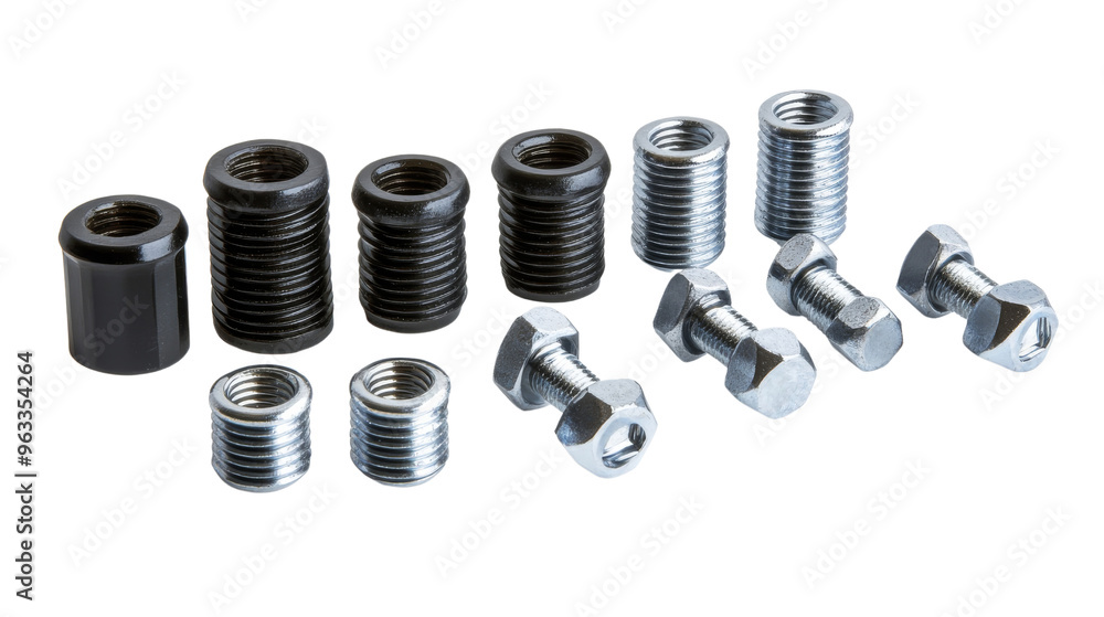 Black and Silver Screws and Nuts. Black and Silver Screws and Nuts.