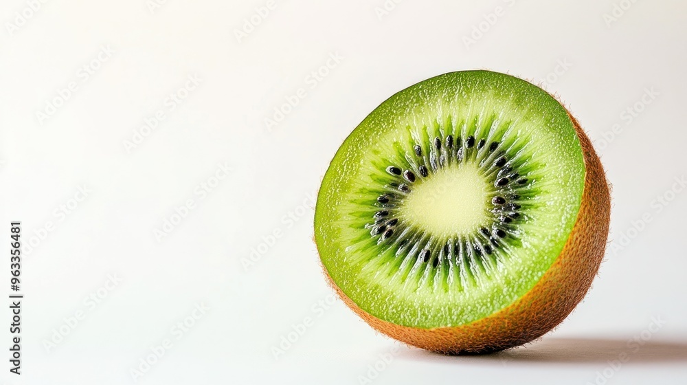 A Sliced Kiwi Fruit with Brown Fuzzy Skin A Sliced Kiwi Fruit with Brown Fuzzy Skin