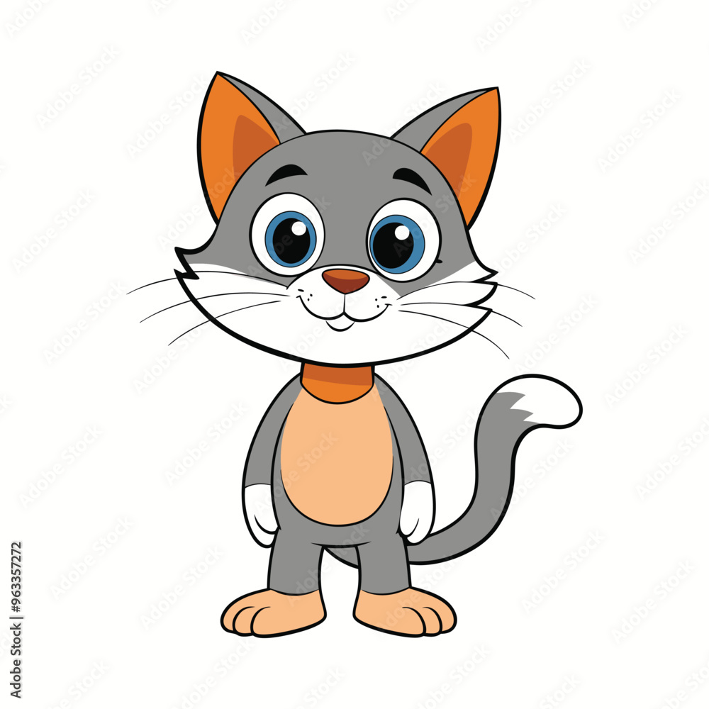 Obraz premium Cat cartoon vector illustration style design