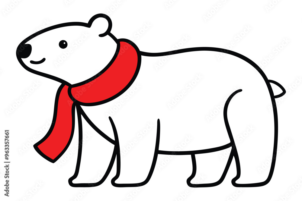 christmas-polar-bear vector line art, clipart illustration with isolated on white background christmas-polar-bear vector line art, clipart illustration with isolated on white background