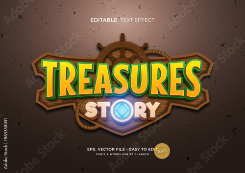 Treasure story editable text effect  adventure game text style