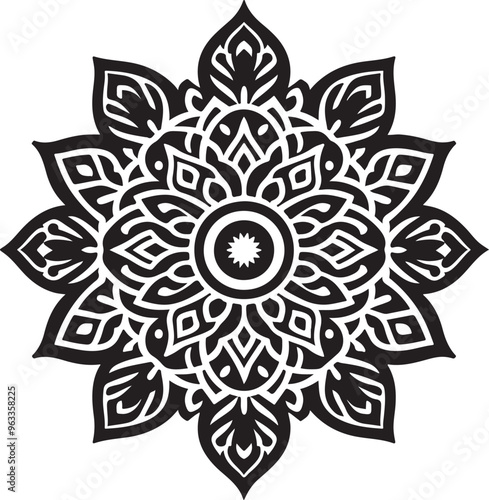 Mandala Silhouette Vector Design, mandala pattern design, line illustration.