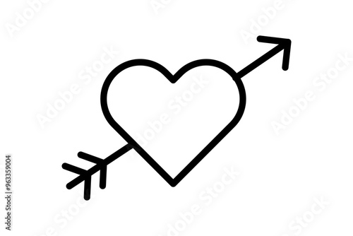 A clean outline design with a heart, a heart struck by an arrow, a broken heart, and a heart in love. It captures love’s journey—passion, loss, and happiness.