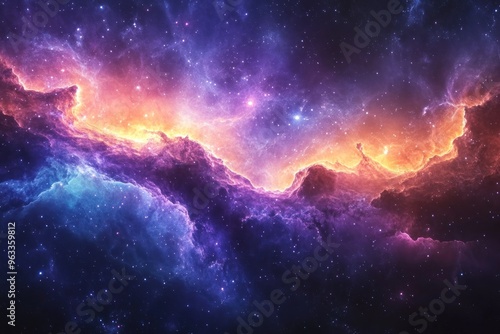 Cosmic Nebula with Vibrant Colors and Scattered Stars