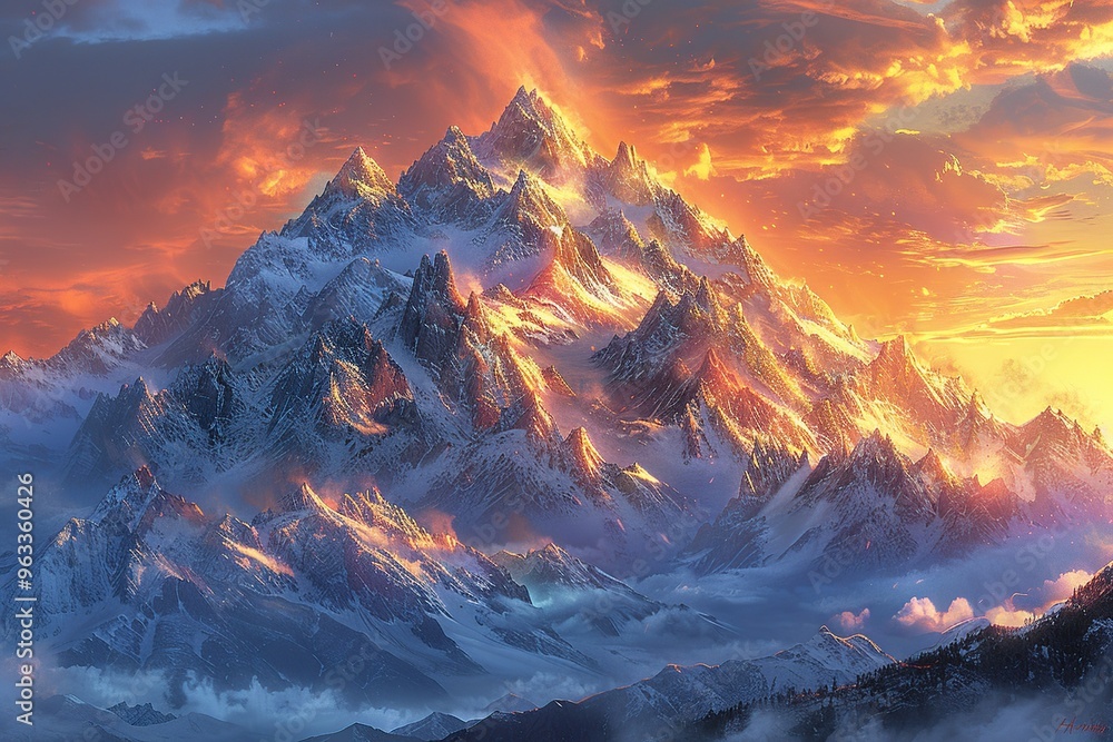 Majestic Mountain Peak at Sunset Majestic Mountain Peak at Sunset