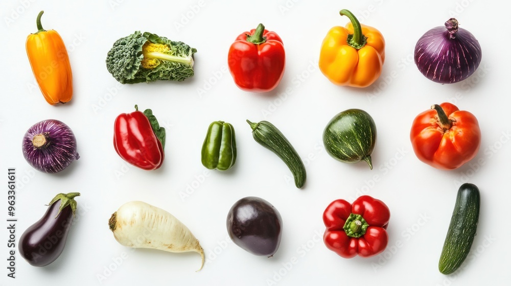 Assortment of Fresh Vegetables on a White Background Assortment of Fresh Vegetables on a White Background