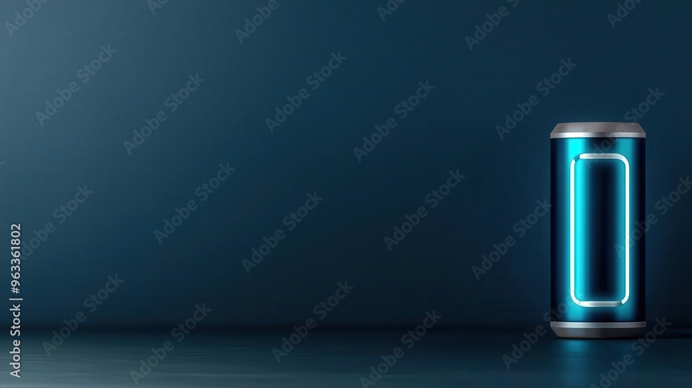 Battery icon, max charge, sleek blue neon, digital futuristic interface, 3D illustration Battery icon, max charge, sleek blue neon, digital futuristic interface, 3D illustration