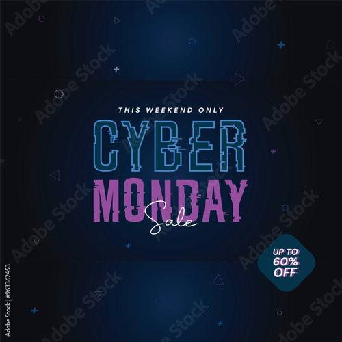 Cyber Monday Sale Typography Banner, poster, social media advertisement Cyber Monday Deal with discount Background