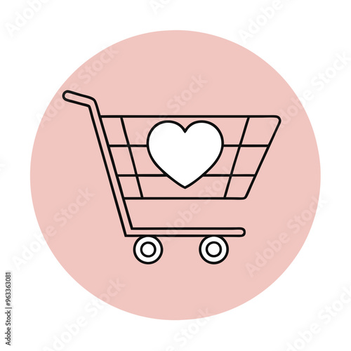 Charity Shopping Icon: A shopping cart with a heart, representing purchases that contribute to charity.