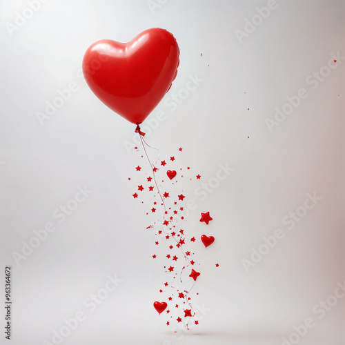 Wallpaper Mural A red heart-shaped balloon floating in the air, releasing smaller red heart-shaped confetti or balloons Torontodigital.ca