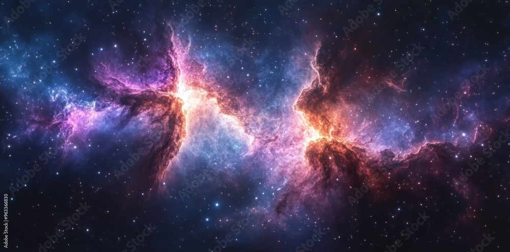 Fototapeta premium A Cosmic Nebula with Bright Colors and Stars