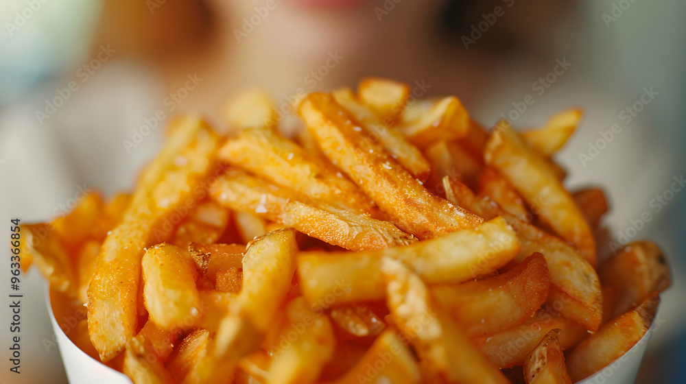 Mouth Young Woman Eating French Fries. Cheat Mouth Young Woman Eating French Fries. Cheat