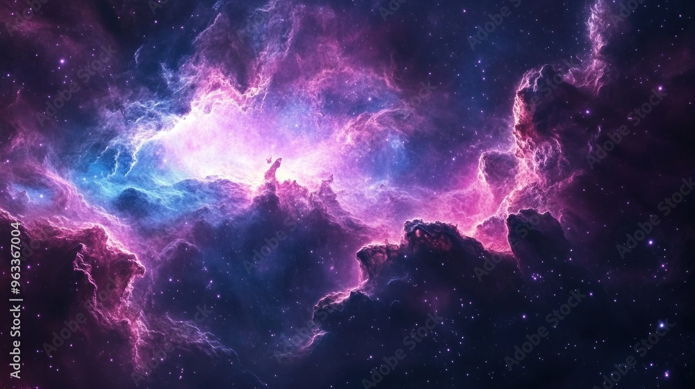 Cosmic Nebula with Vivid Pink and Blue Hues Cosmic Nebula with Vivid Pink and Blue Hues