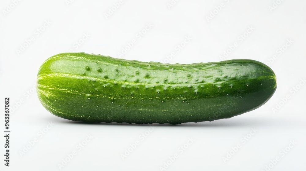 Single Green Cucumber on a White Background Single Green Cucumber on a White Background